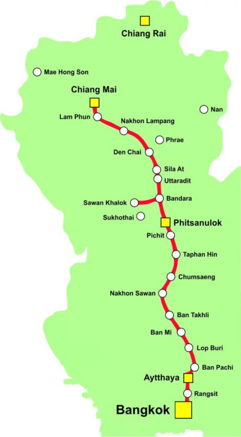 Thailand Trains Map | Railway Stations Network